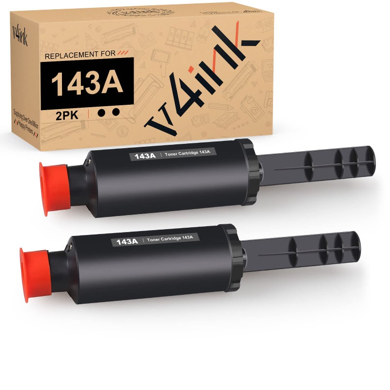 v4ink Compatible 143A 143AD Toner Reload Kit Replacement for HP 143A W1143A 143AD W1143AD Black for use in HP Neverstop Laser 1001nw MFP 1202w 1202nw 1201n 1001 1202 1201 Printer (with Chip, 2 Packs) - Image 1